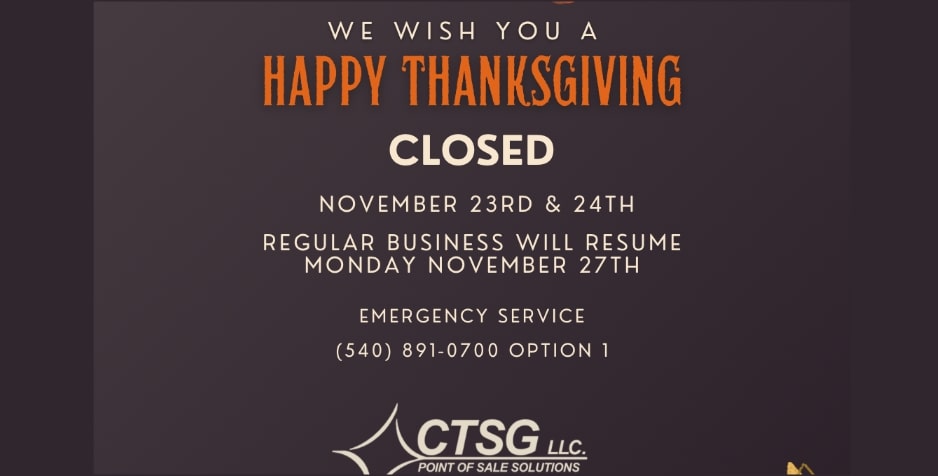 Holiday Closure – November 23rd & 24th